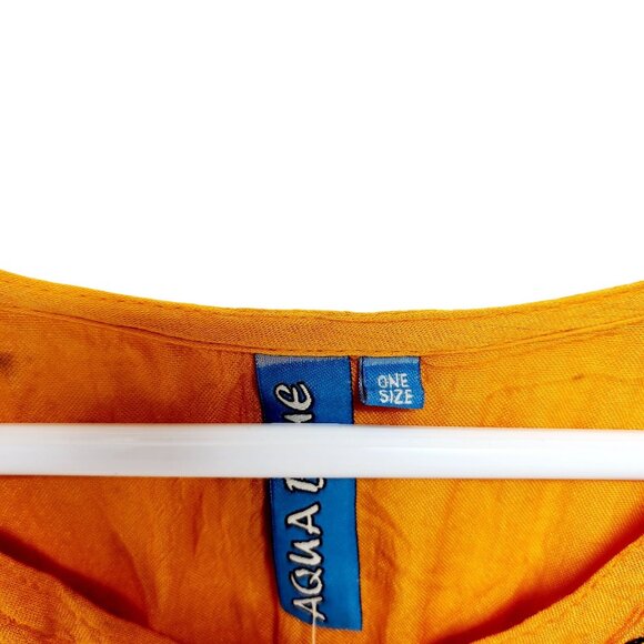 Handmade Aqua Blue Tie-Dye Caftan Top Beaded Flowy Draped Design One Size Fits - Picture 3 of 9